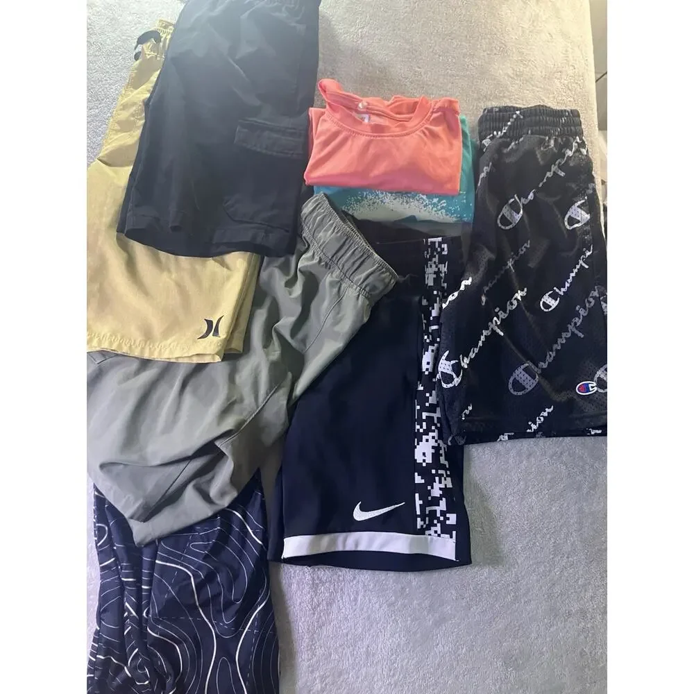 New Balance Nike Champion Hurley Wonder Nation Boys Lot 10/M/L Shorts Tees 8pc.